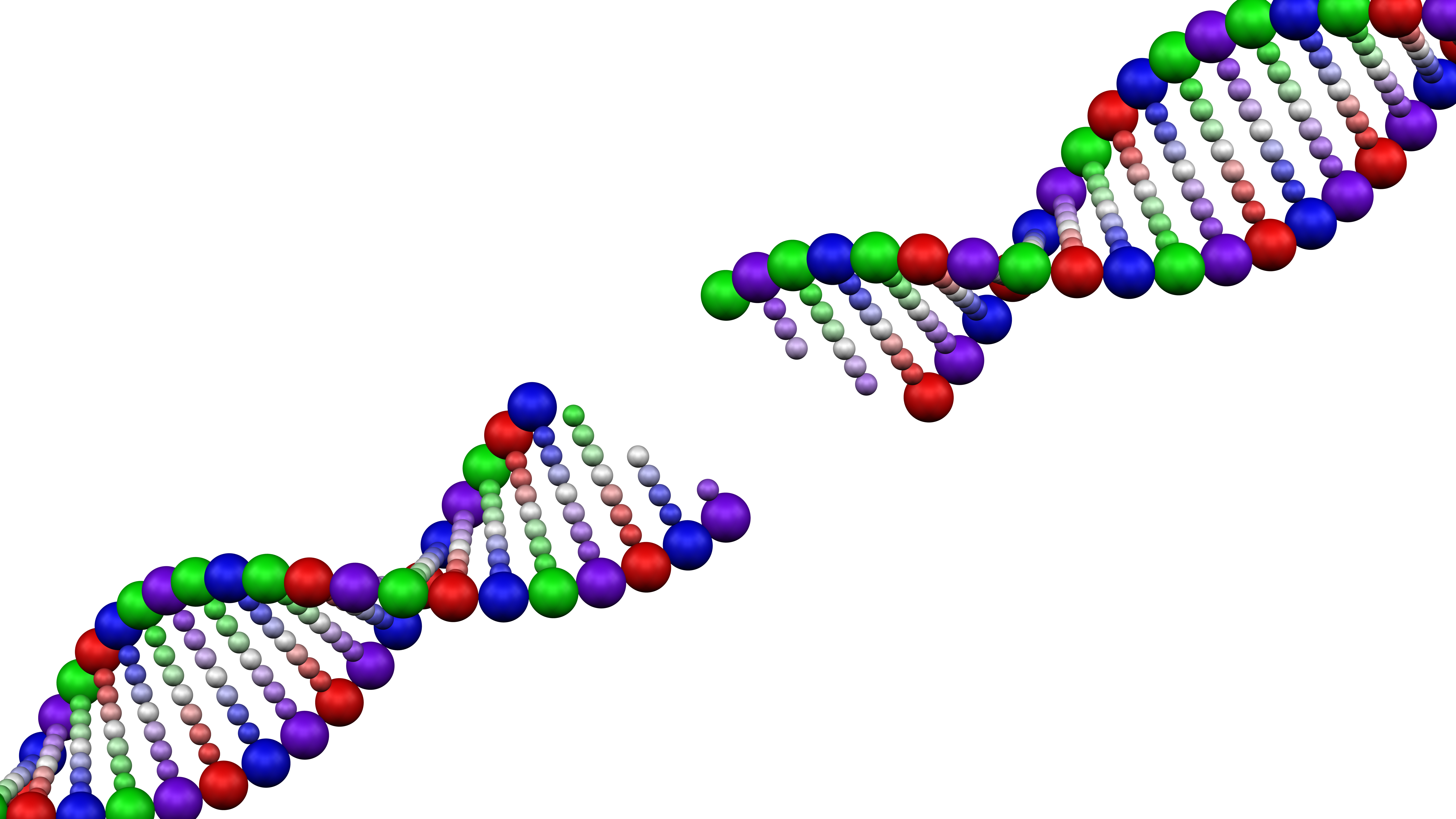 A cartoon of a DNA strand split in the middle.